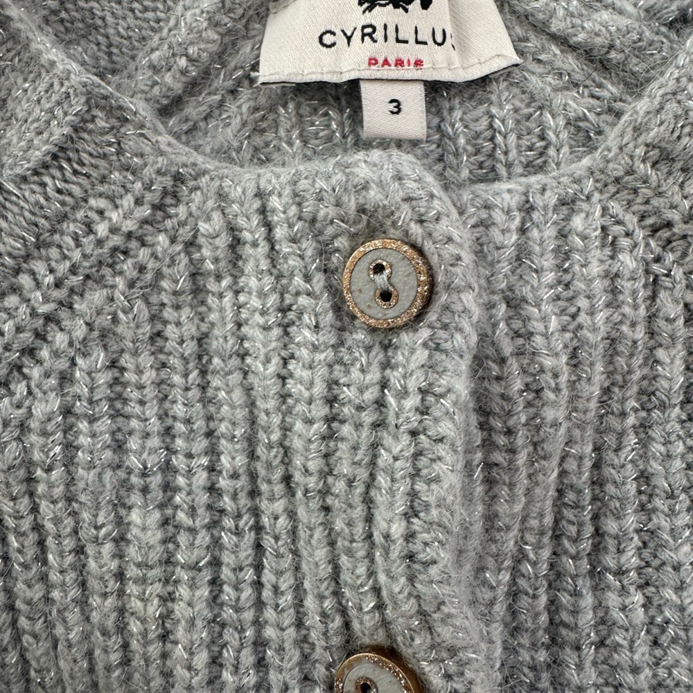 Cyrillus Light Gray and Metallic Thread Cardigan - Picture 4 of 8